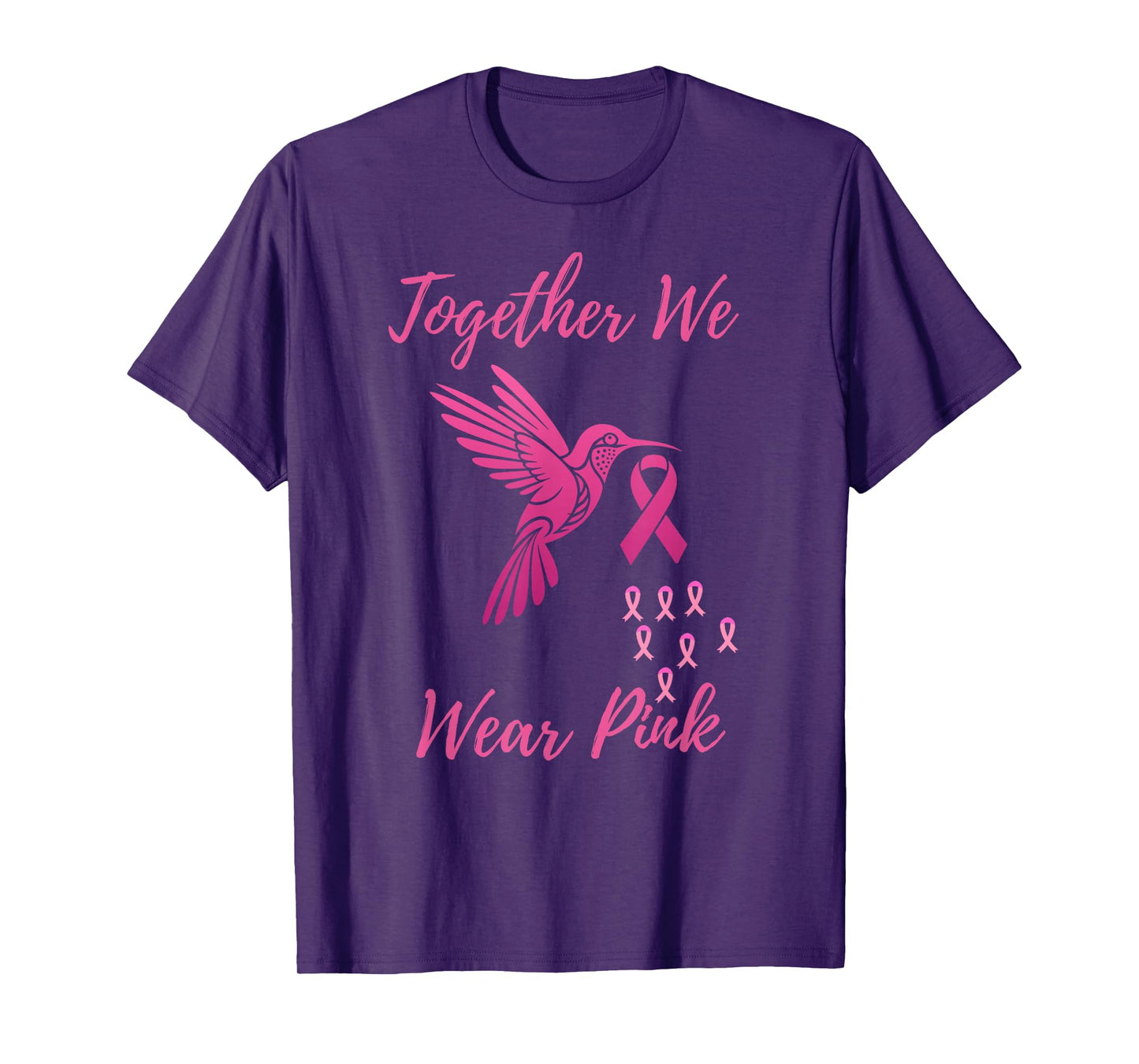 Together We Wear Pink Hummingbird Breast Cancer Awareness T-Shirt