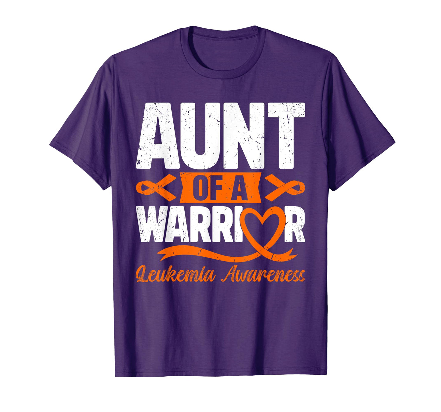 Aunt Of A Warrior Leukemia Awareness Orange Ribbon T-Shirt