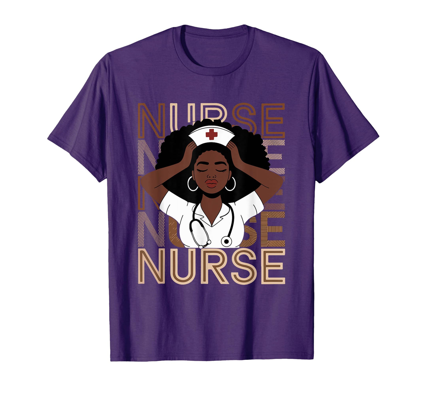Black Strong Nurse Afro Girl Melanin African American Wowen T-Shirt