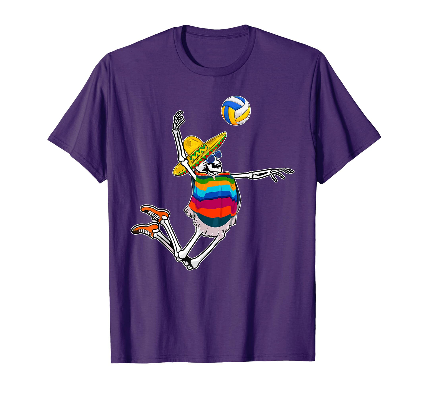 Funny Mariachi Skeleton Playing Volleyball Cinco De Mayo Men T-Shirt