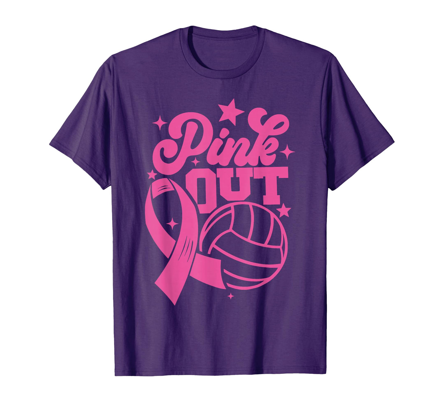 Pink Out Volleyball Breast Cancer Awareness Support Ribbon T-Shirt