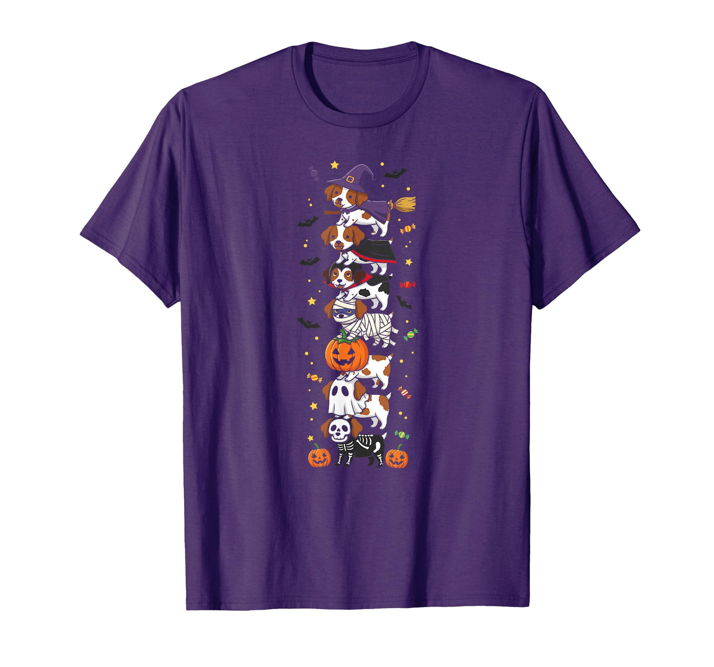 Brittany Spaniel Witch Vampire Ghost Halloween Mens Womens T-Shirt