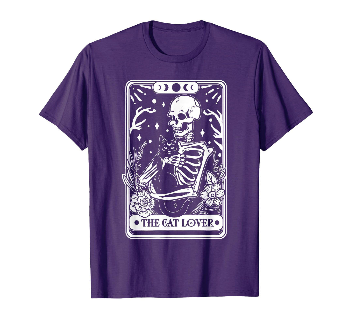 Cat Lover Tarot Card Skeleton Black Cat Spooky Gift T-Shirt