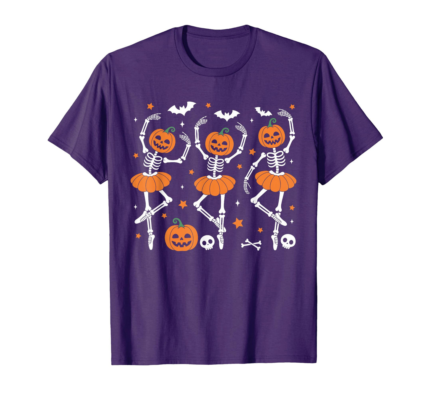 Ballet Pumpkin Skeleton Scary Halloween Men Women Boys Girl T-Shirt