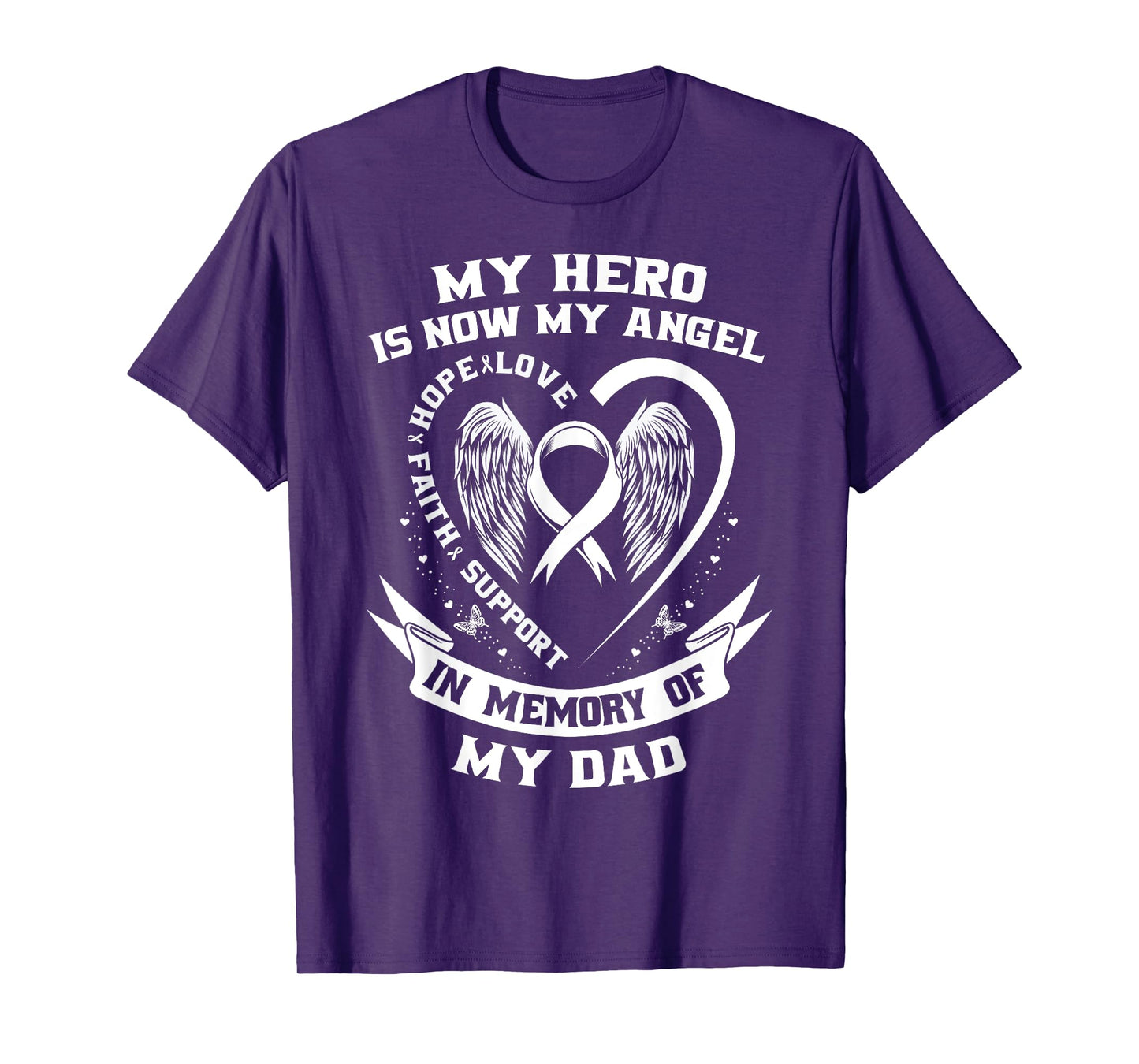 Lung Cancer Awareness Shirts Dad My Hero Is Now My Angel T-Shirt