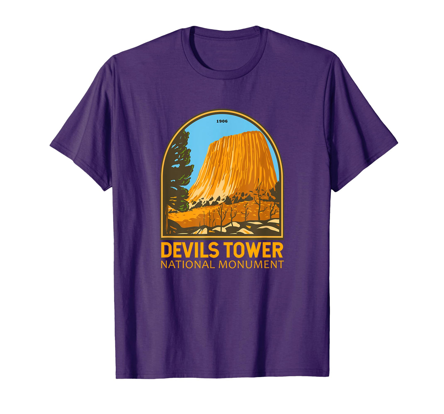 Devils Tower National Monument Wyoming Emblem Vintage T-Shirt