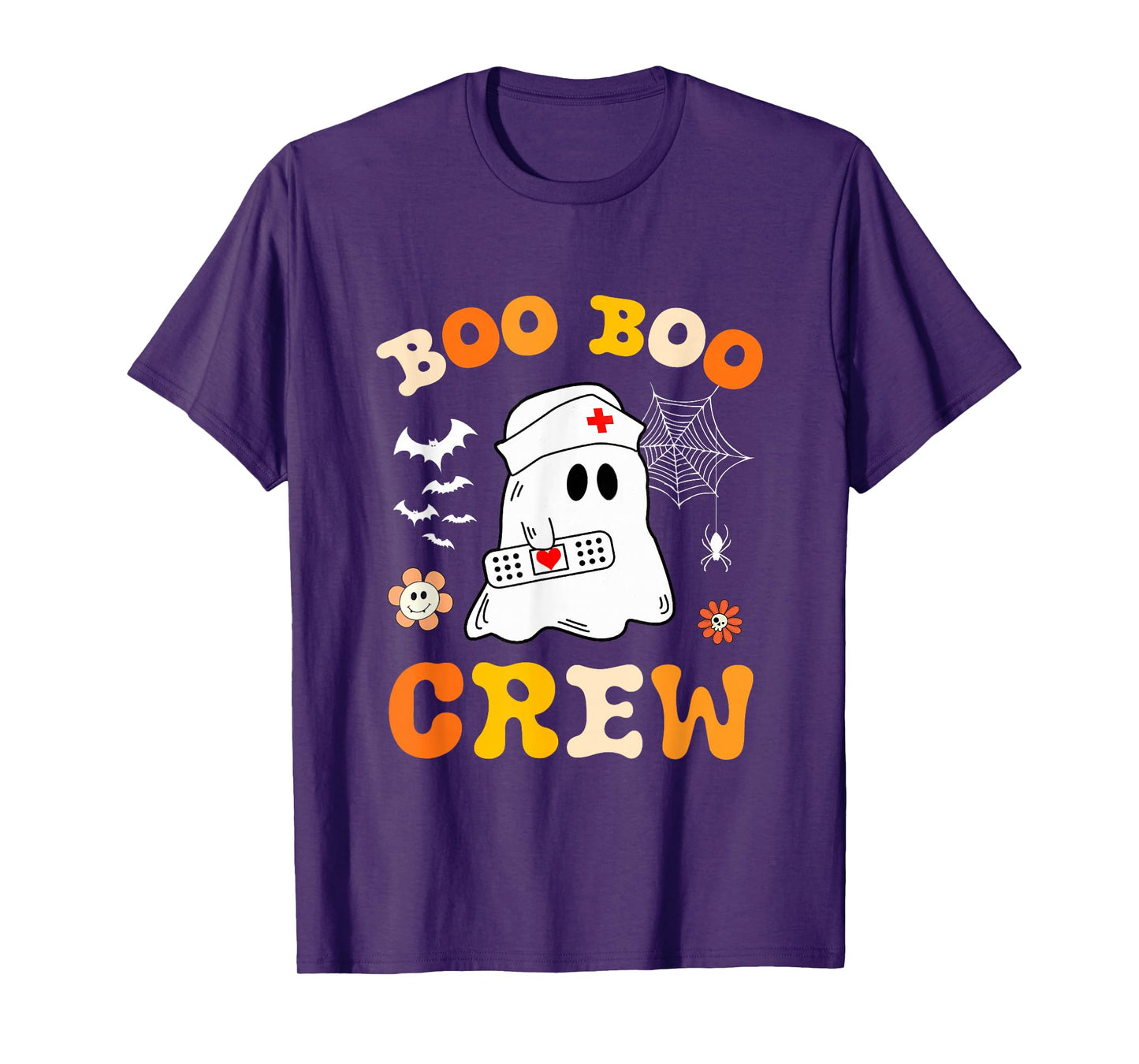 Funny Ghost Women Halloween Nurse Groovy Boo Boo Crew Nurse T-Shirt