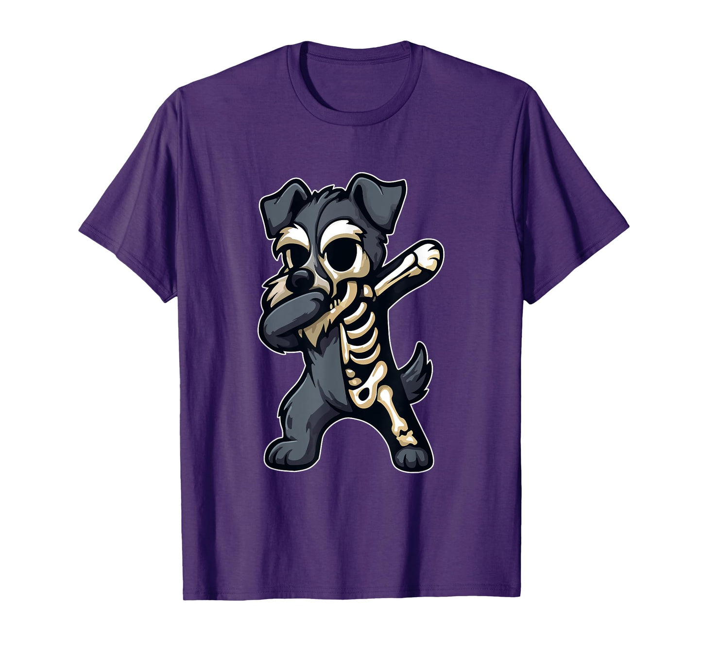 Dabbing Schnauzer Half Skeleton Halloween Costume Owner T-Shirt