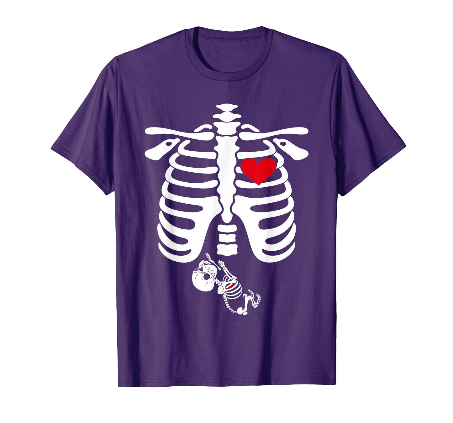 Skeleton Pregnancy Announcement English Bulldog Halloween T-Shirt