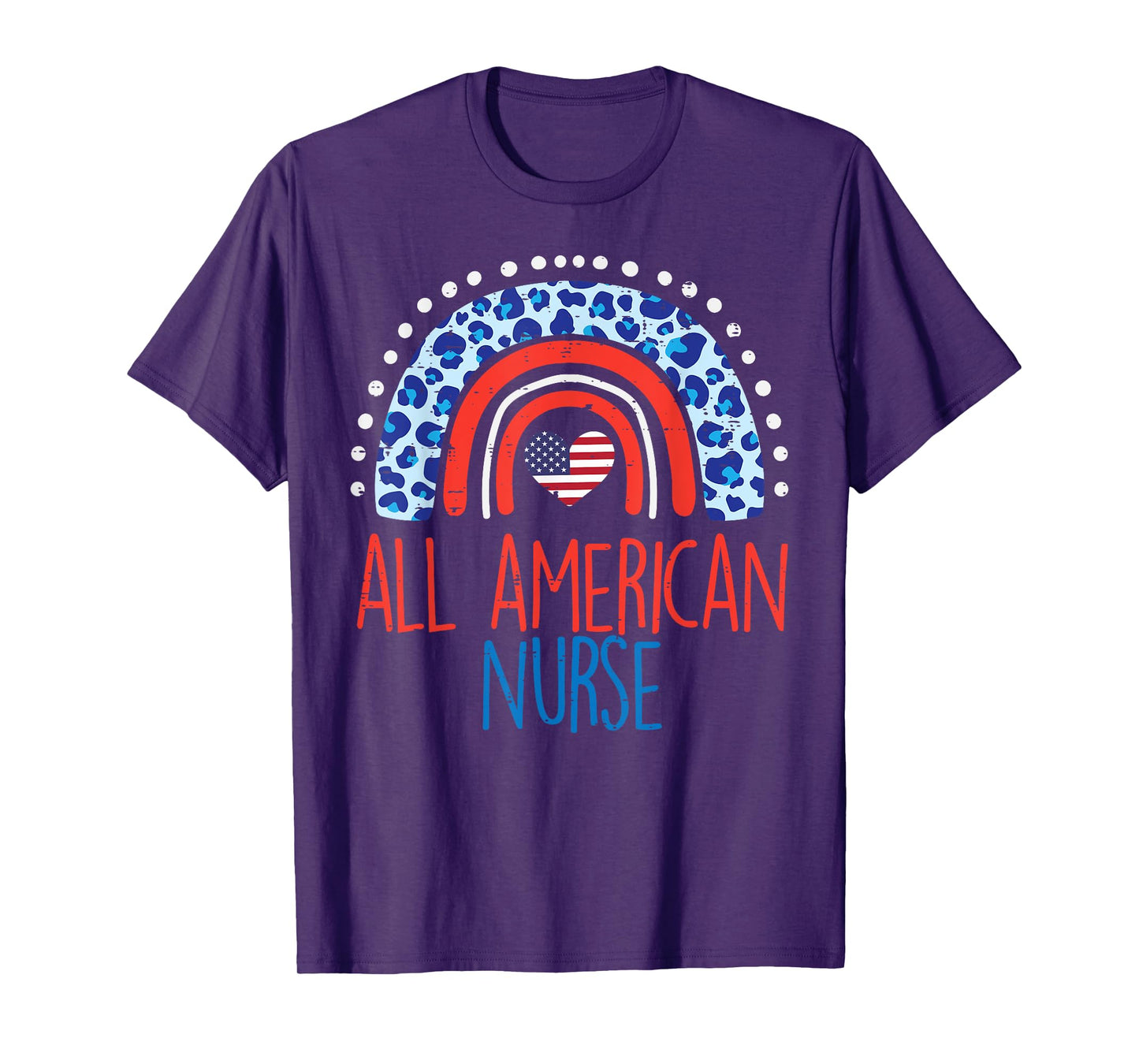 Rainbow All American Nurse 4th Of July Fourth Scrub Women RN T-Shirt