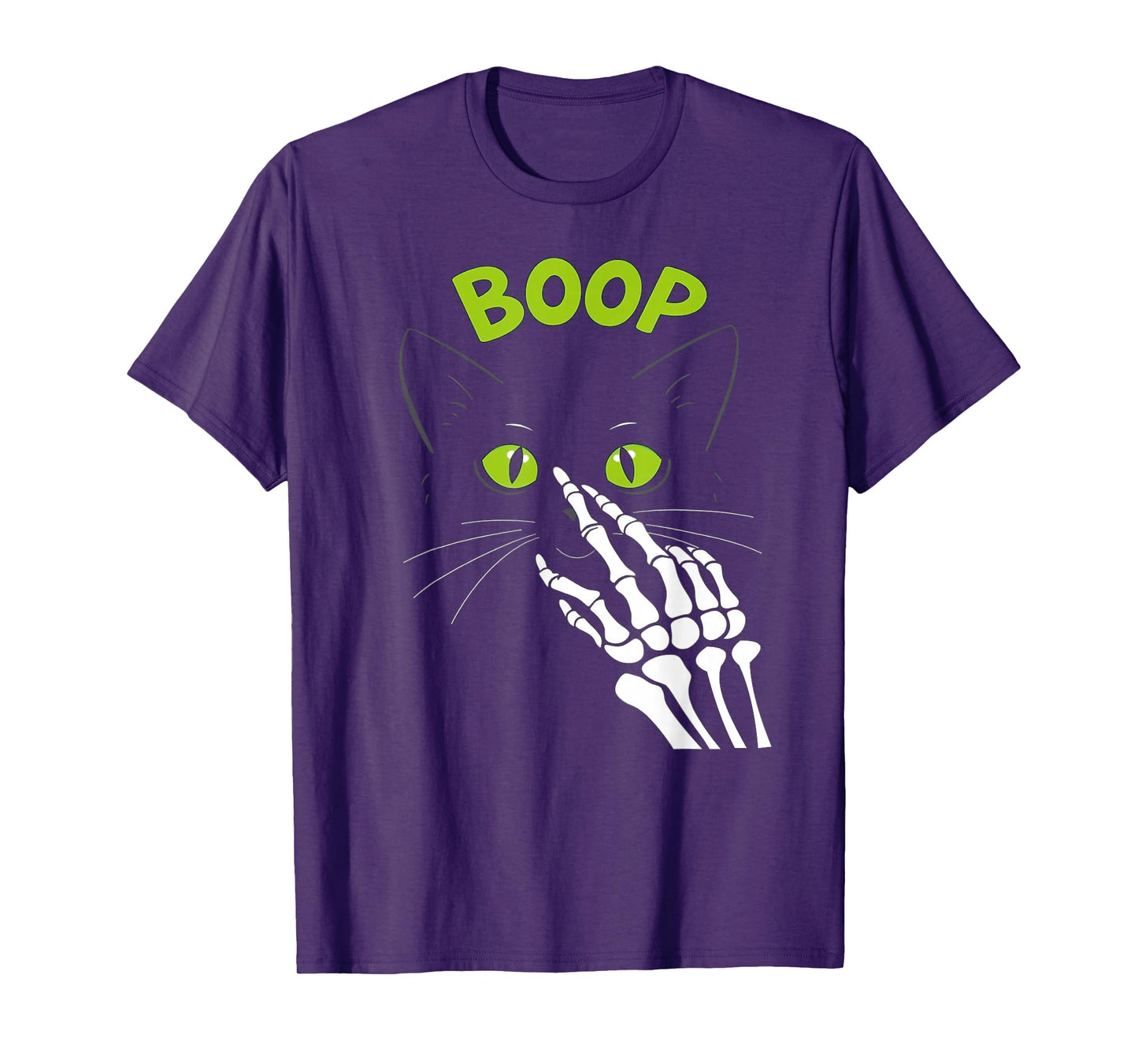 Skeleton Hand Boop On A Cat's Nose Funny Halloween Graphic T-Shirt