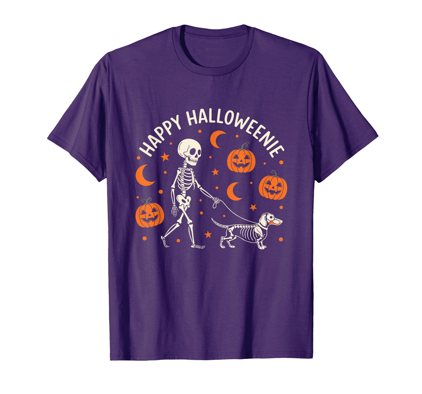 Happy Halloweenie Funny Halloween Skeleton Dachshund Dog T-Shirt
