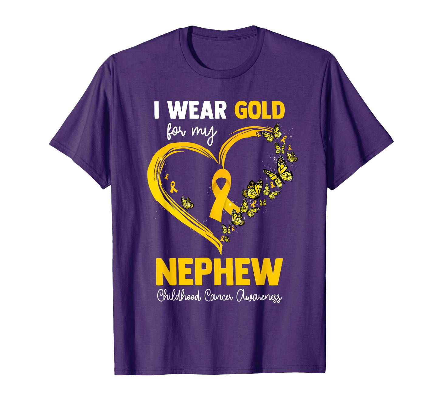 I Wear Gold For My Nephew Childhood Cancer Heart Ribbon T-Shirt