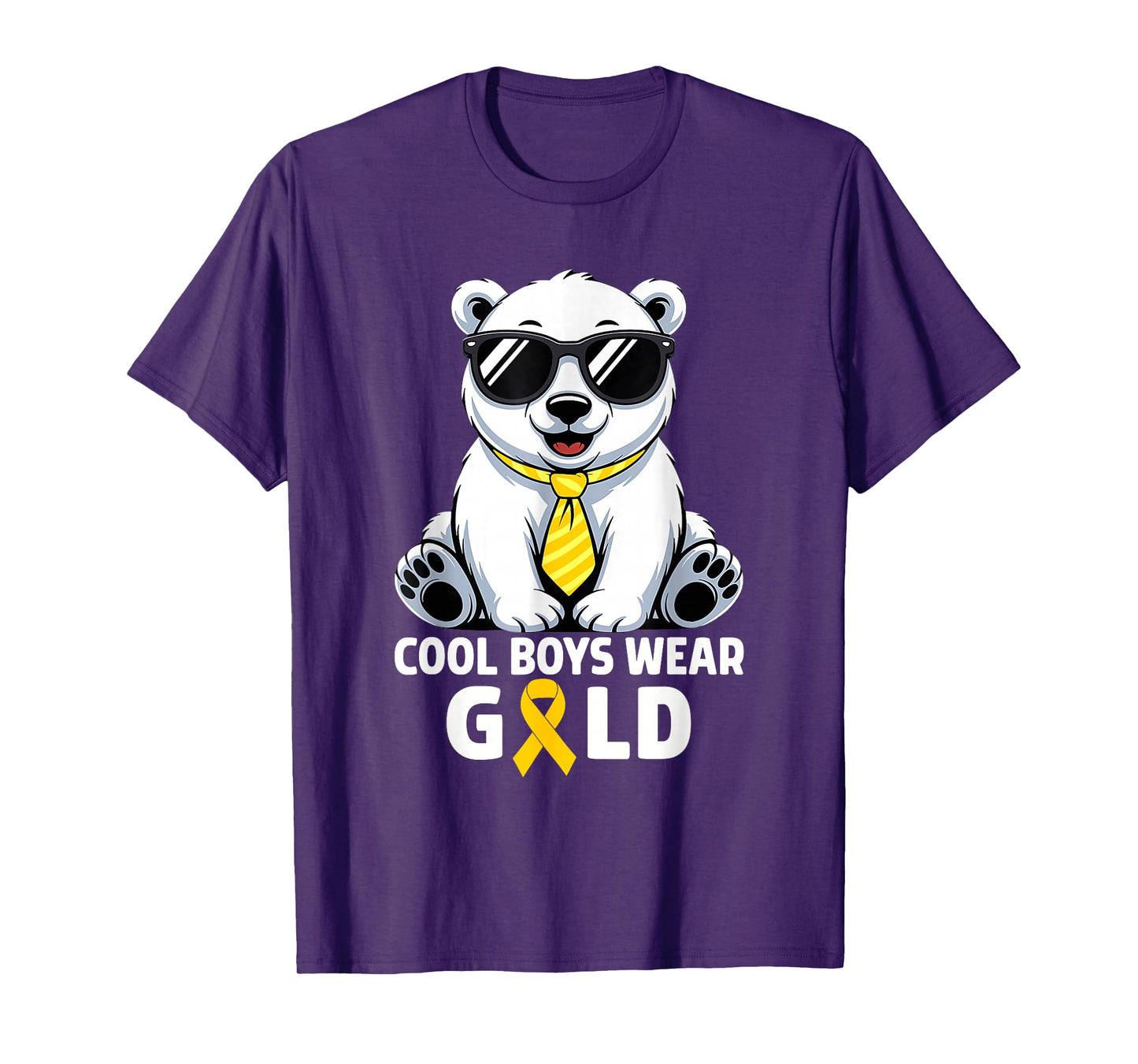 Cool Boys Wear Gold Bear Childhood Cancer Kids T-Shirt