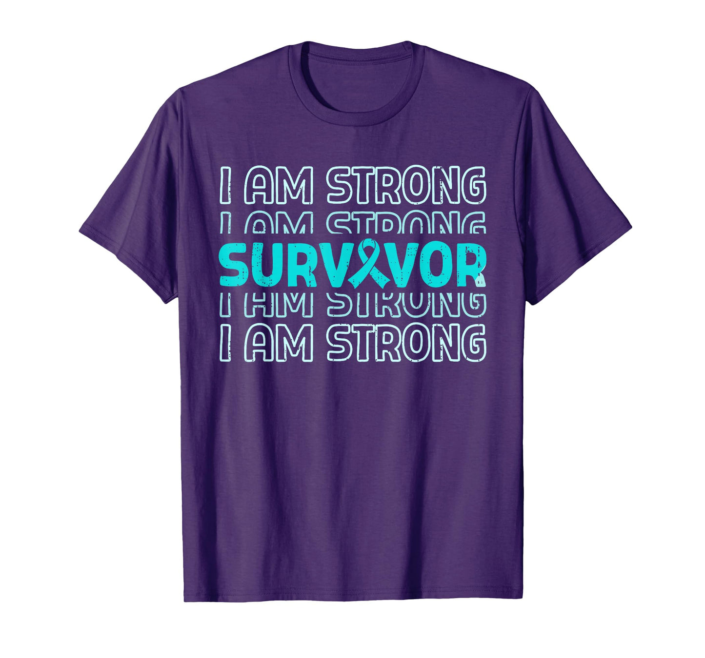 Survivor Ovarian Cancer Awareness Warrior Ribbon Teal T-Shirt