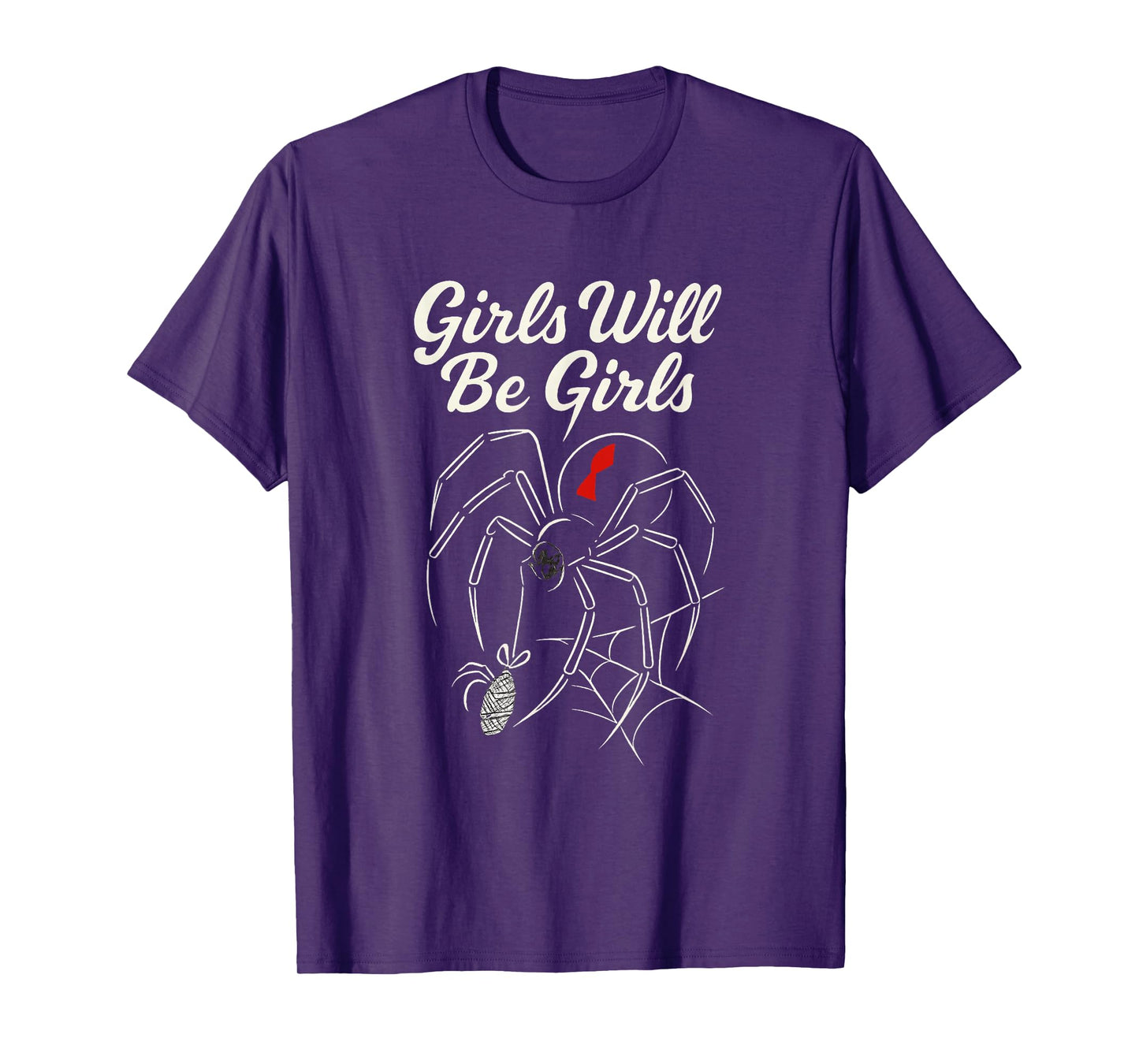 Funny Girls Will Be Girls Feminist Black Widow Spider Women T-Shirt