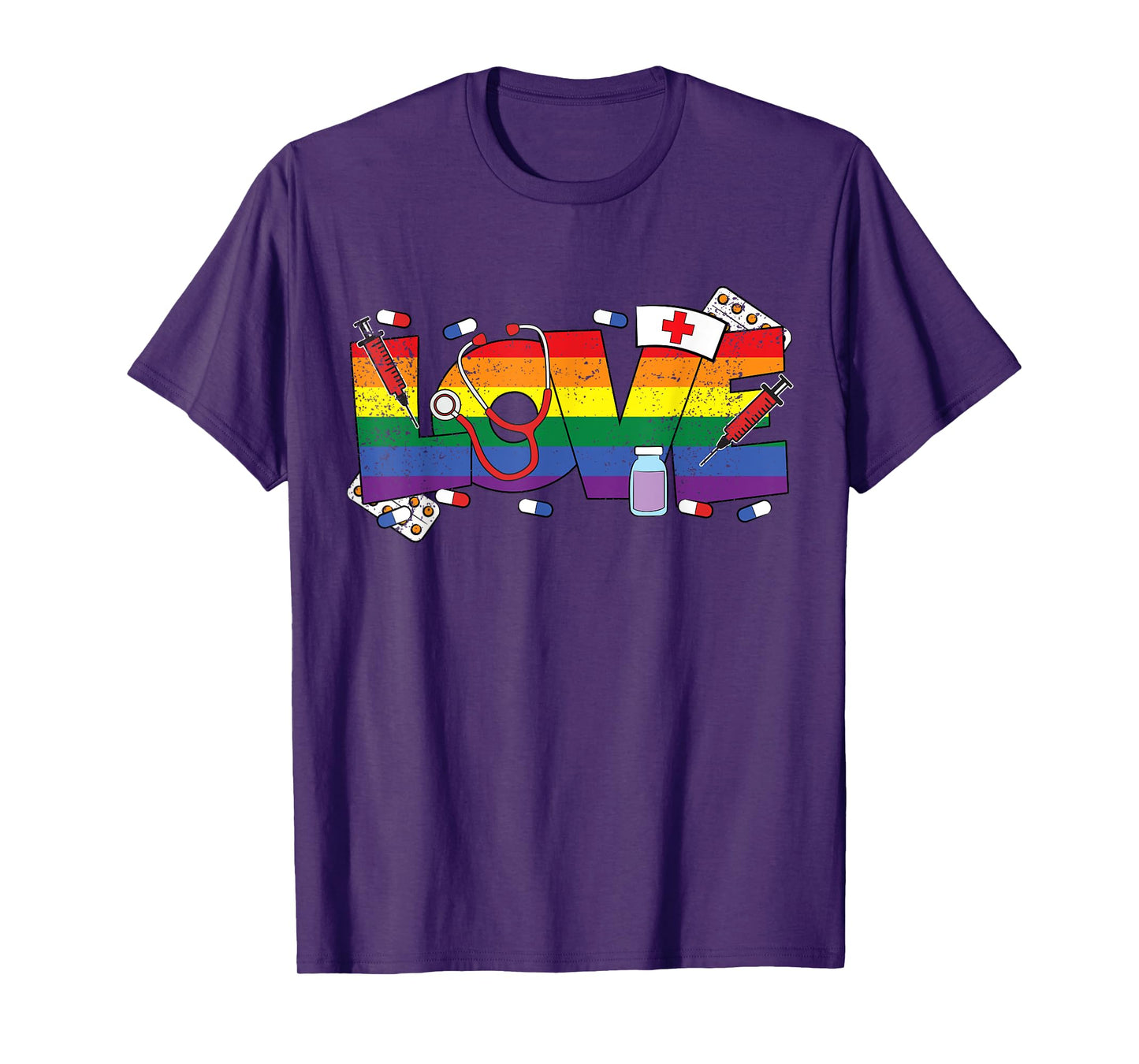 Gay Nurse LGBT-Q Pride Rainbow Flag RN LPN Nursing T-Shirt