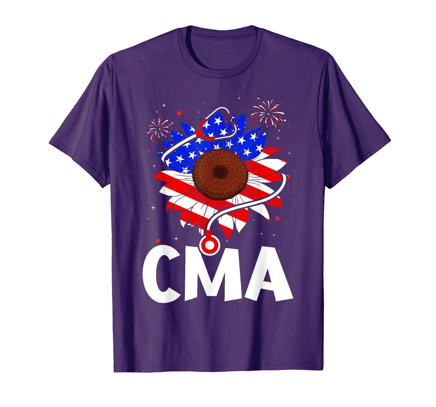 Patriotic Nurse CMA 4th Of July American Flag Sunflower Love T-Shirt for Women Kids Men