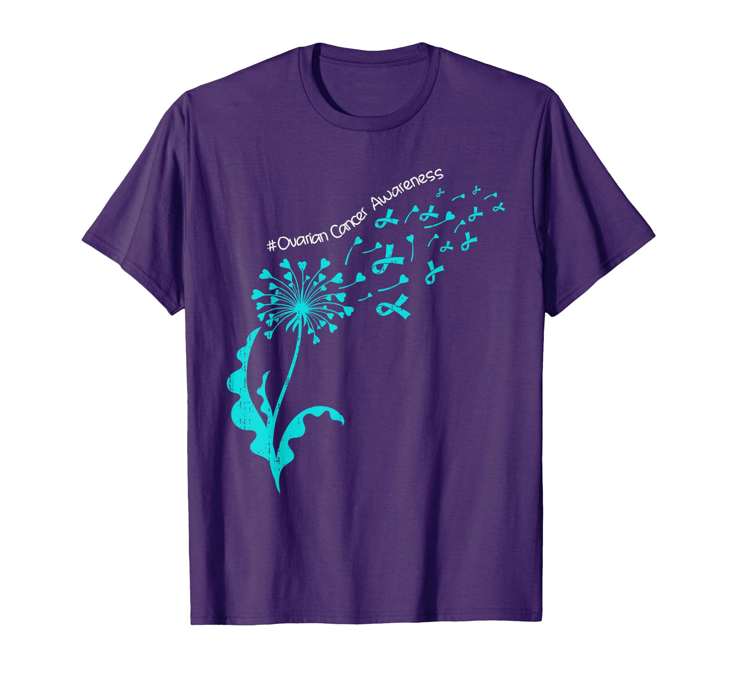 Dandelion Ovarian Cancer Awareness Ribbon Teal Support Women T-Shirt