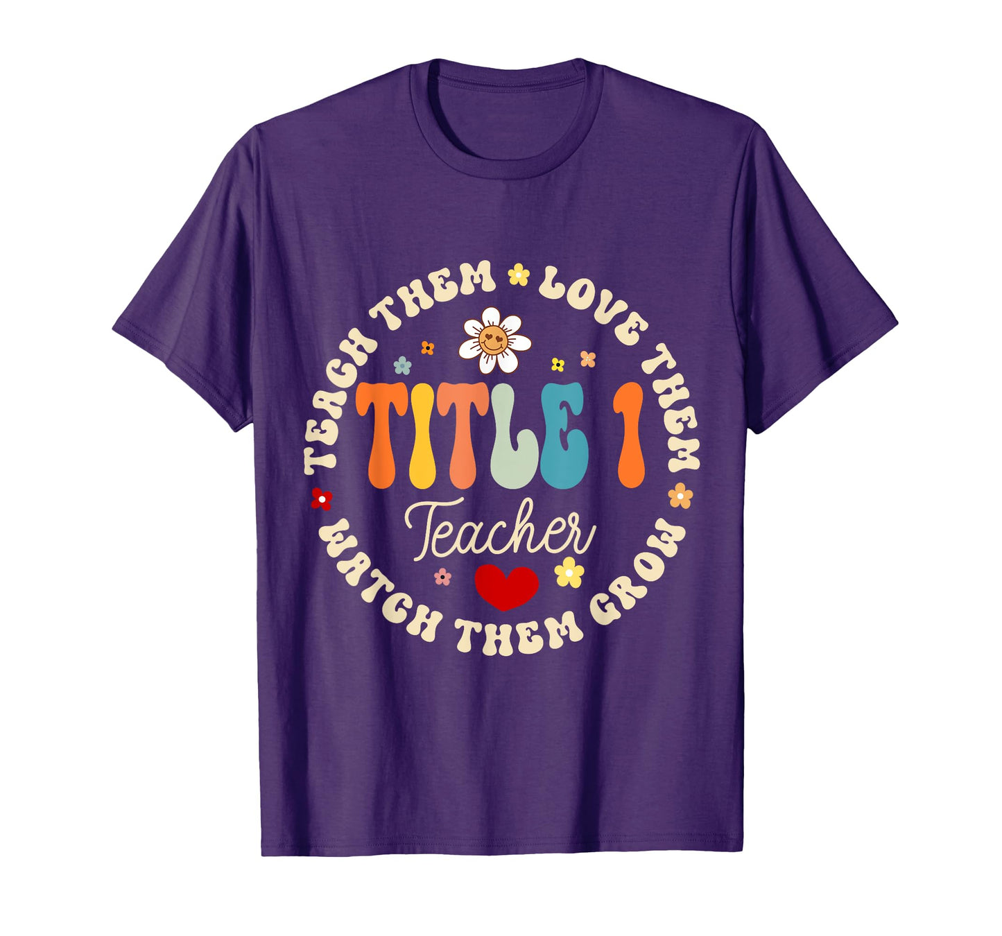 Groovy Title 1 teacher squad cute title 1 Reading Men Women Kids T-Shirt