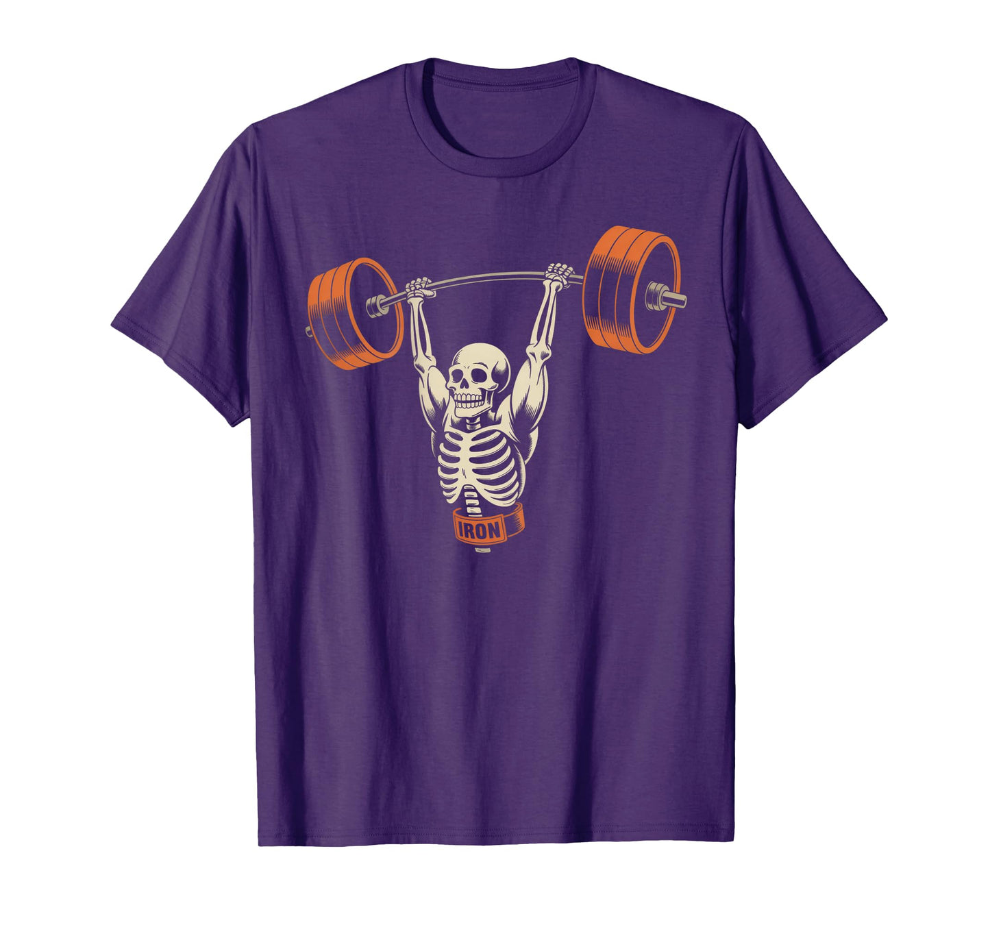 Funny Skeleton Images Skeleton Lifting Weights Too Backprint T-Shirt