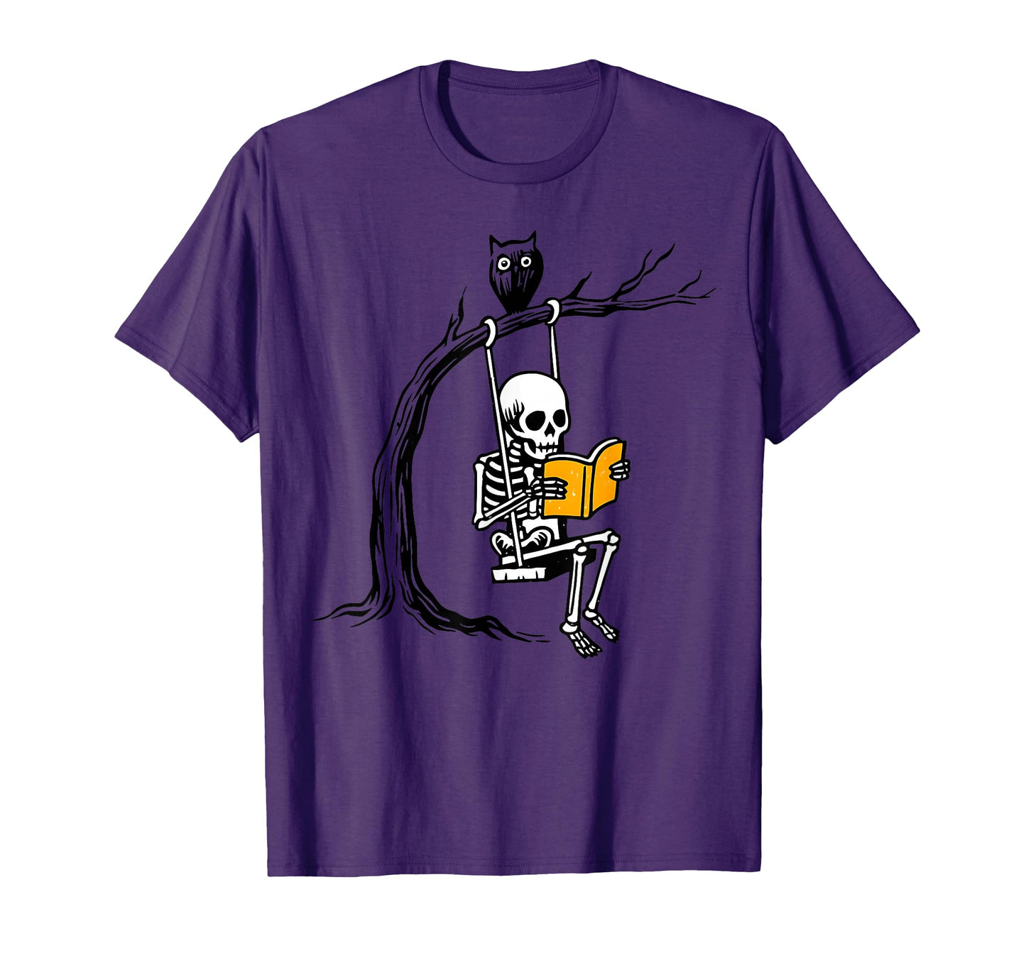 Halloween Skeleton Swing Reading Vintage Costume Women Men T-Shirt