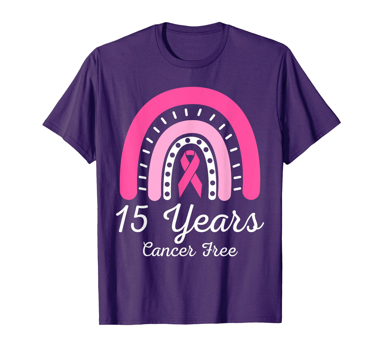 15 Years Cancer Free Survivor Breast Cancer Awareness Ribbon T-Shirt