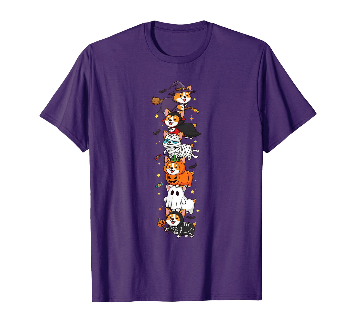 Funny Corgi Witch Vampire Ghost Halloween Kids Mens Womens T-Shirt