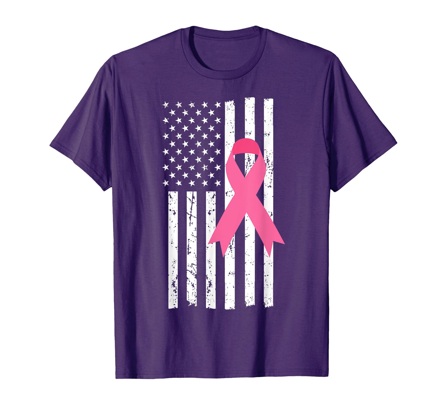 US Flag Pink Ribbon Cool Breast Cancer Awareness Gifts T-Shirt