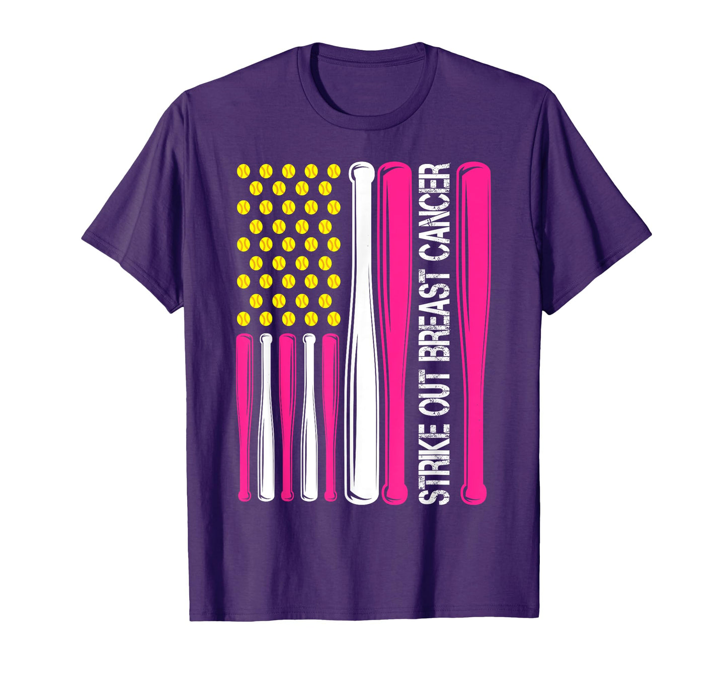 Strike Out Breast Cancer Softball Fight Awareness Men Women T-Shirt