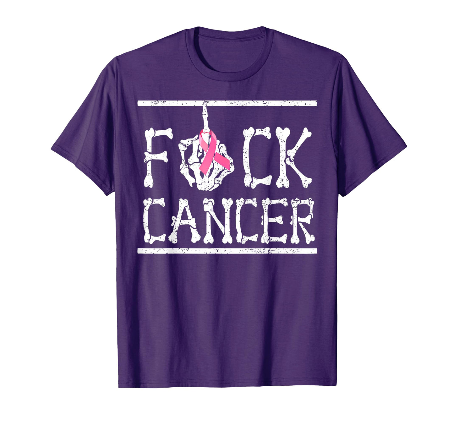 Fuck Cancer Skeleton Hand Bones Pink Breast Cancer Awareness T-Shirt