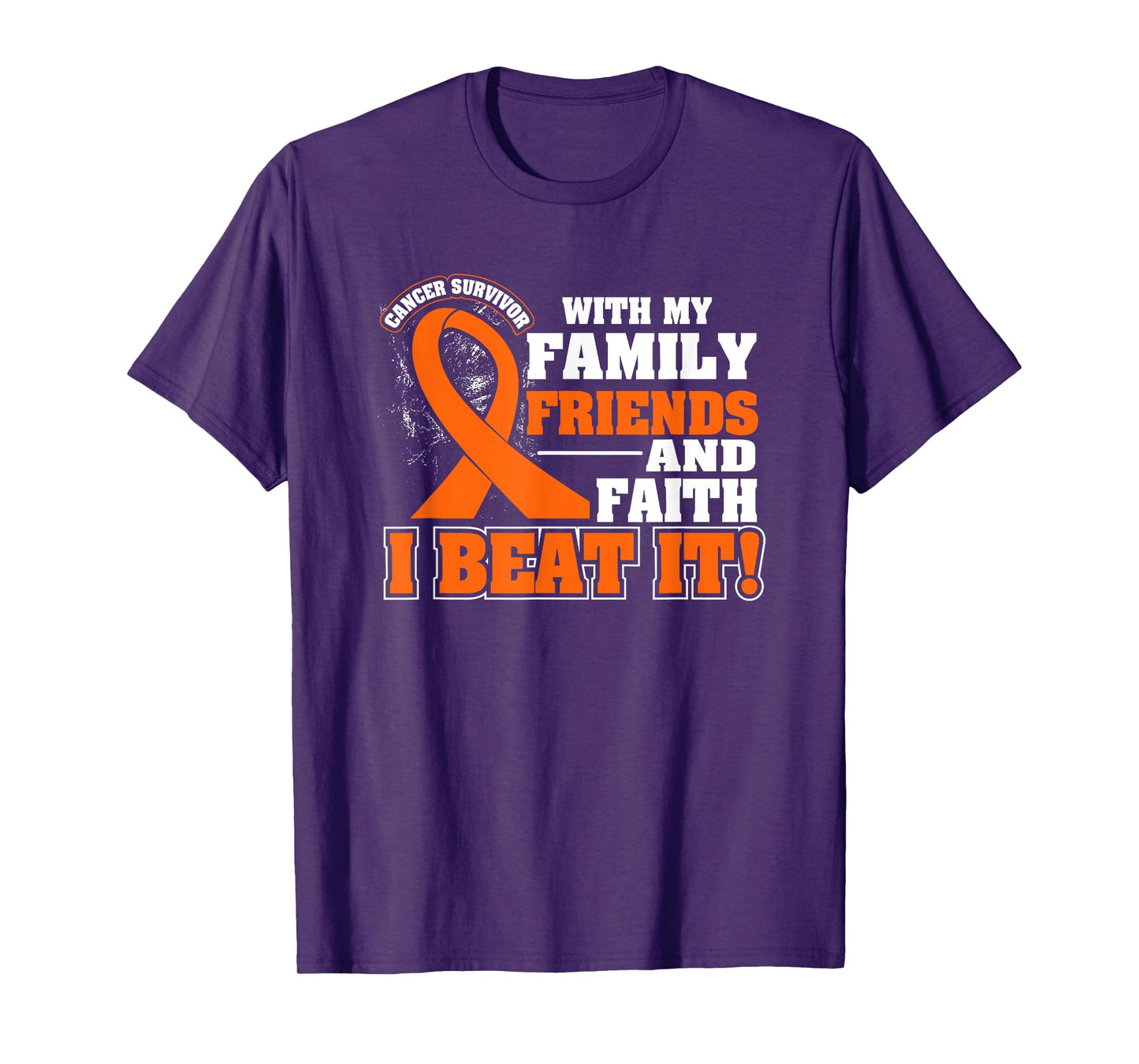 Family Faith I Beat It Leukemia Cancer Awareness Ribbon T-Shirt