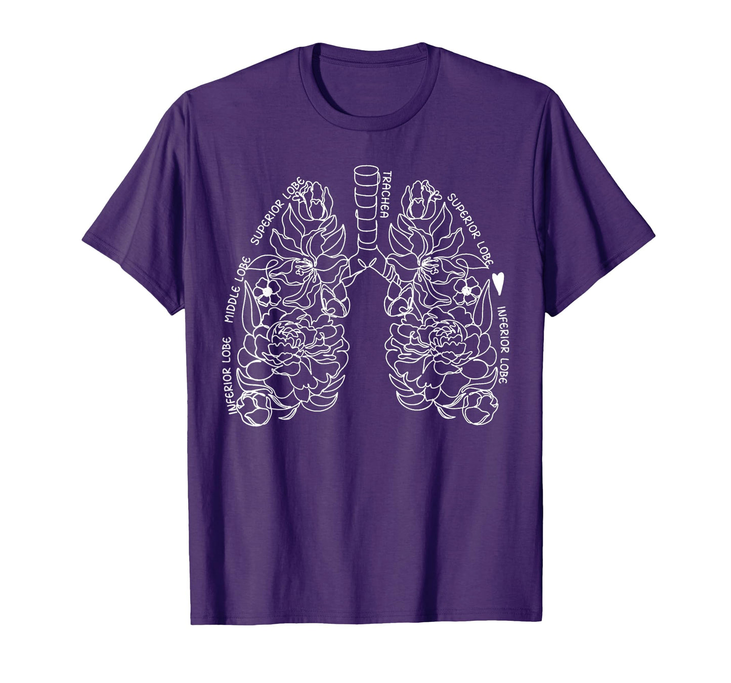 Anatomy Floral Drawing Respiratory Lungs Map Science And Art T-Shirt