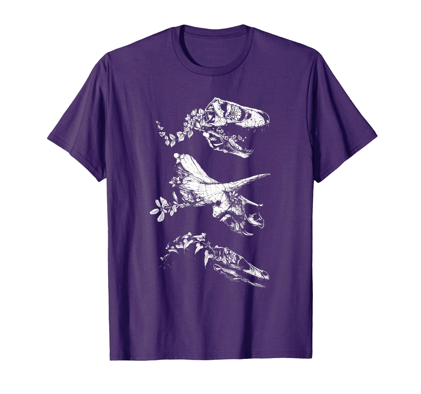 Bloom Dinosaur Skulls Retro T Rex Triceratops Art T-Shirt