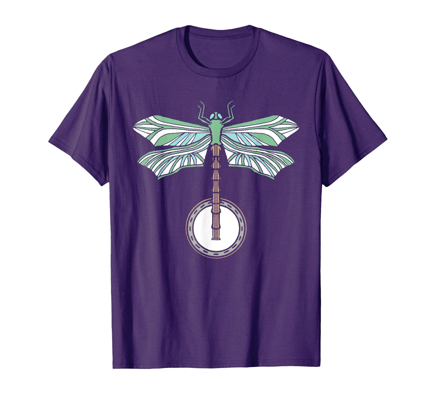 Banjo Dragonfly Artistic Illustration Vintage Retro Graphic T-Shirt
