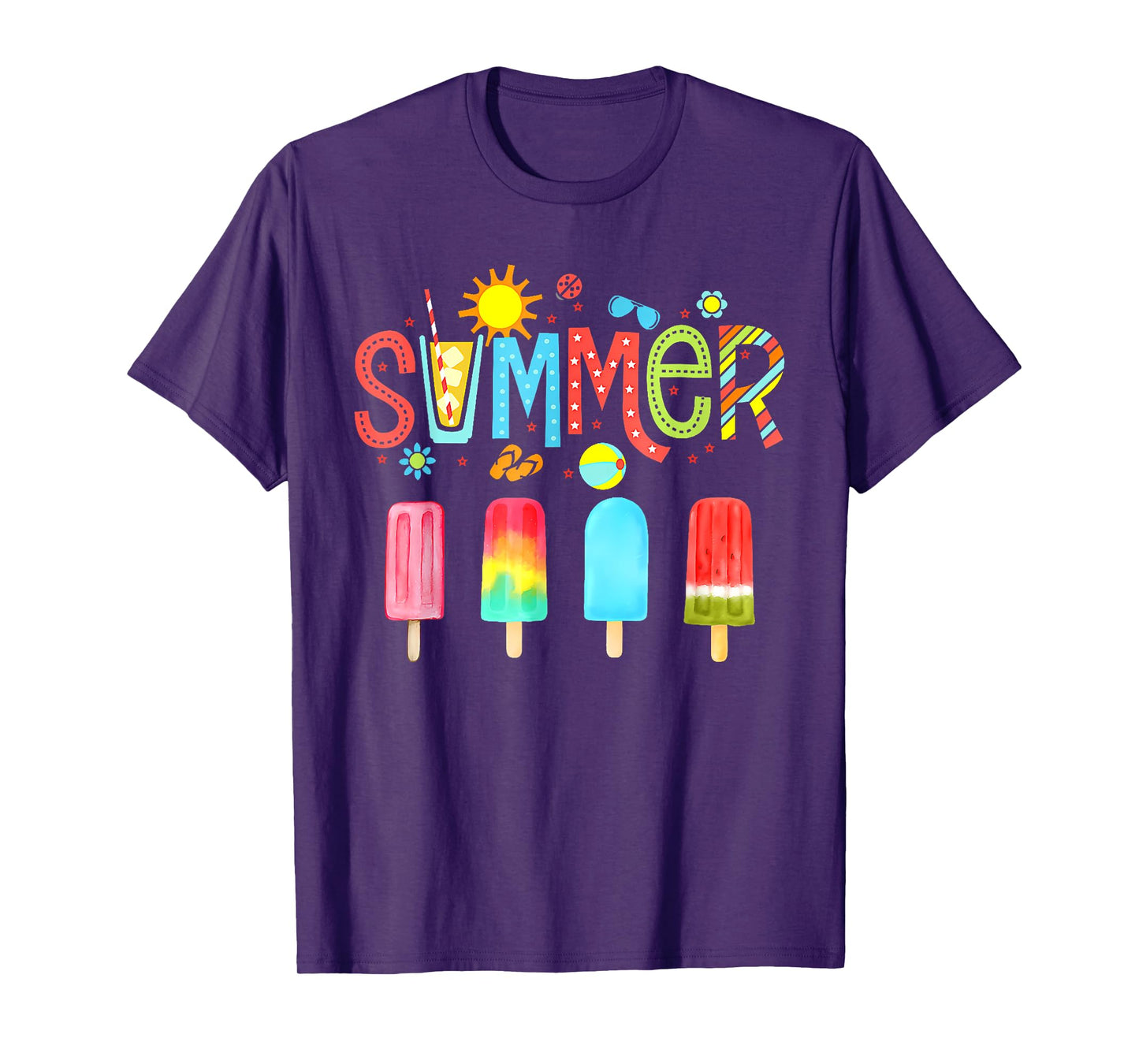 Hello Summer Vacation Ice Cream Popsicle Ice Lolly Gifts Men Women Girls Kids T-Shirt