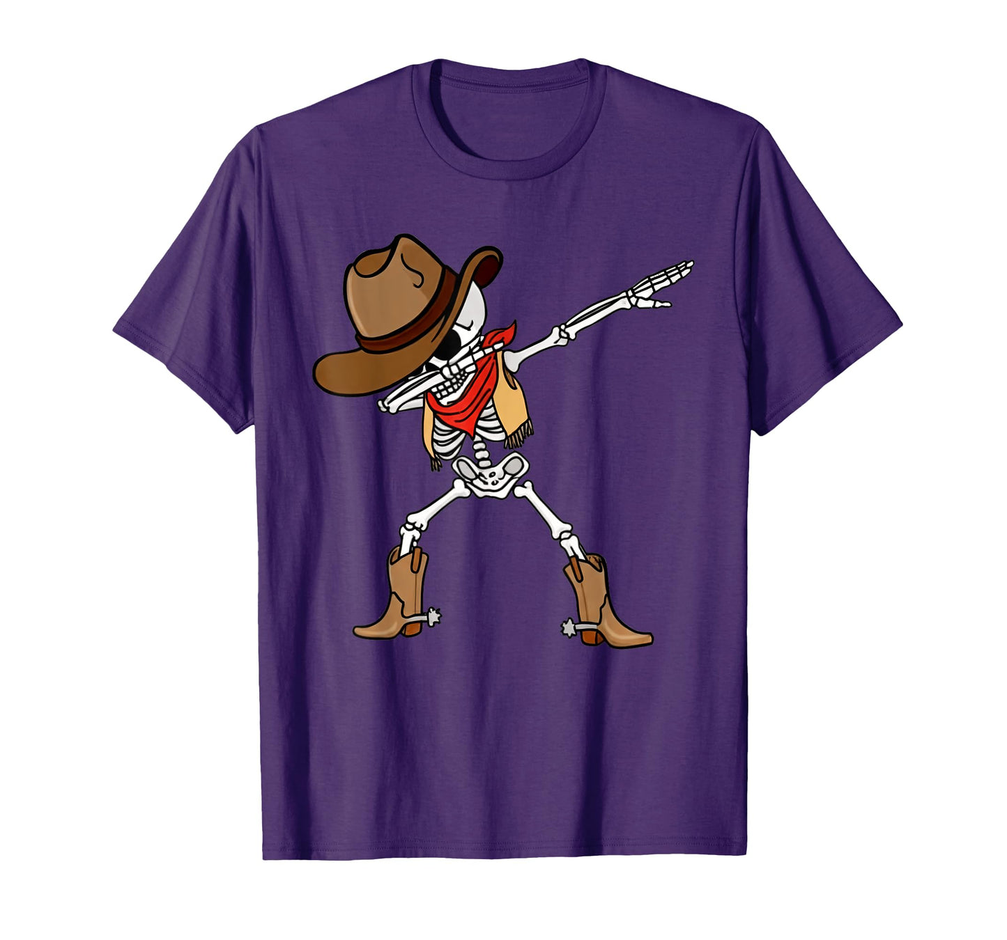 Dabbing Skeleton Cowboy Halloween Costume Spooky Season T-Shirt