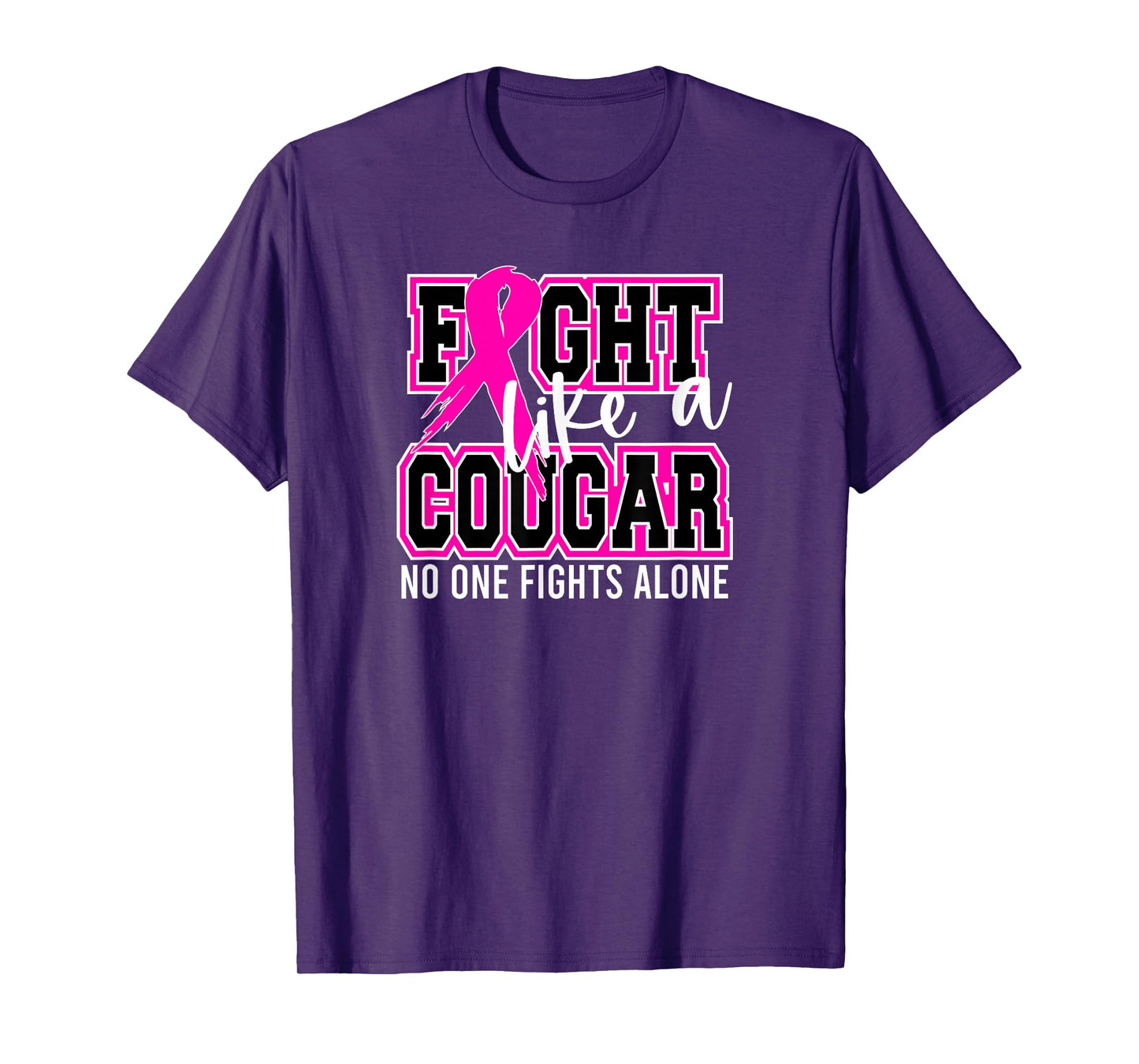 Fight Like a Cougar Breast Cancer Awareness Pink Ribbon T-Shirt