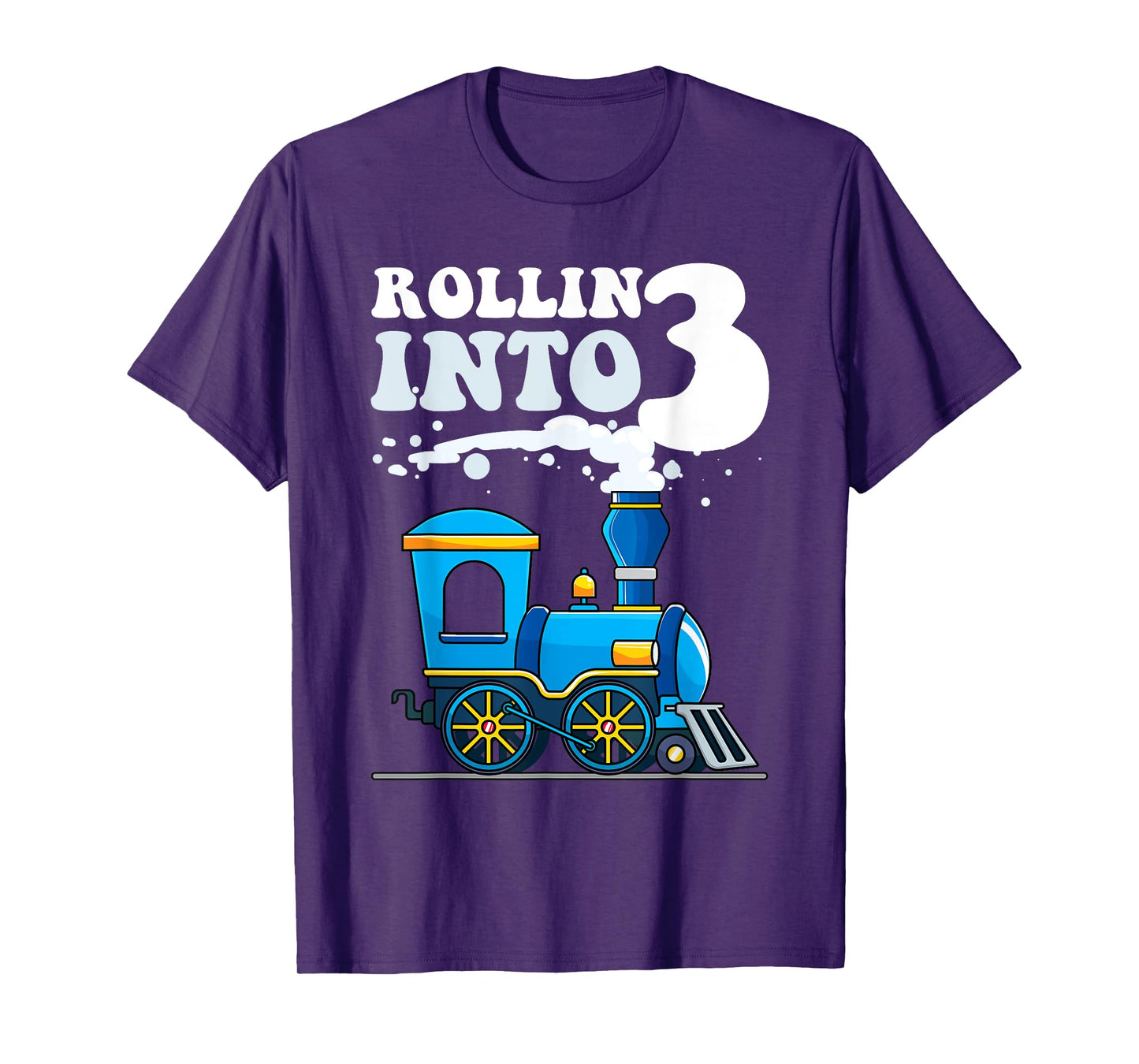 Rollin' Into 3 Train 3rd Birthday Party Three Years Old Boys T-Shirt