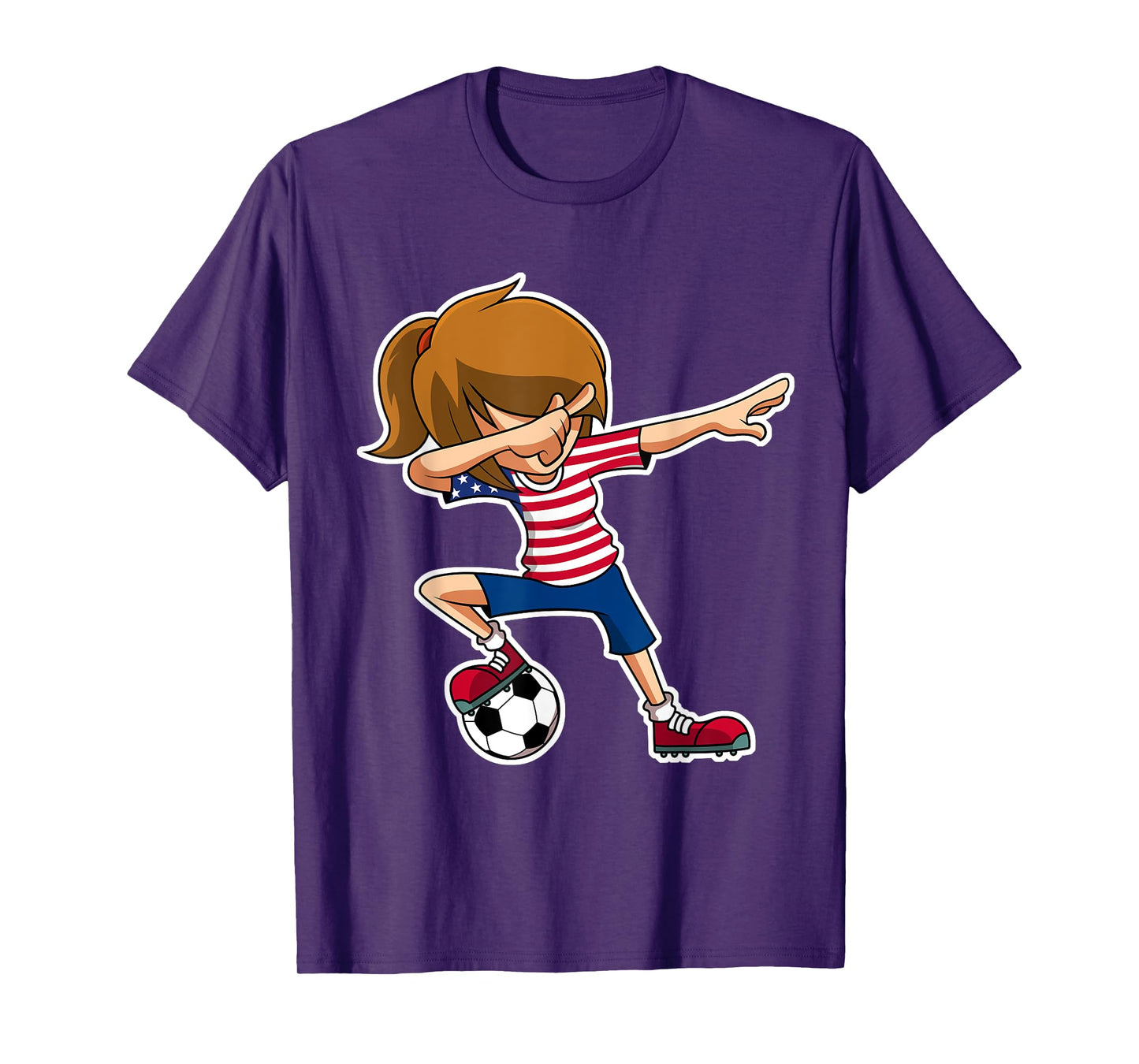 Dabbing Soccer Girl USA Shirt, American Flag Jersey T-Shirt