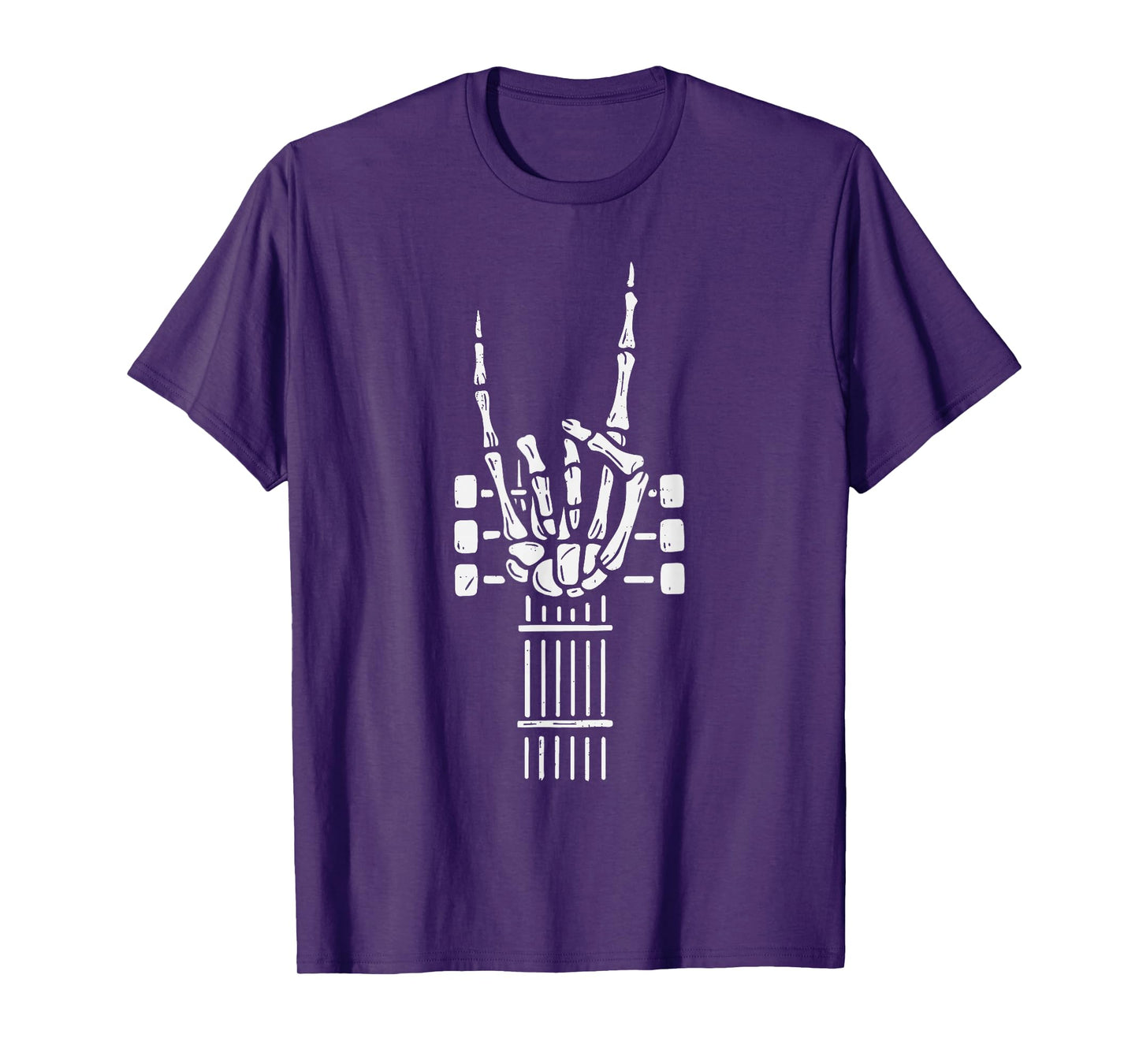 Rock On Skeleton Hand Guitar Guitarist Funny Music Halloween T-Shirt