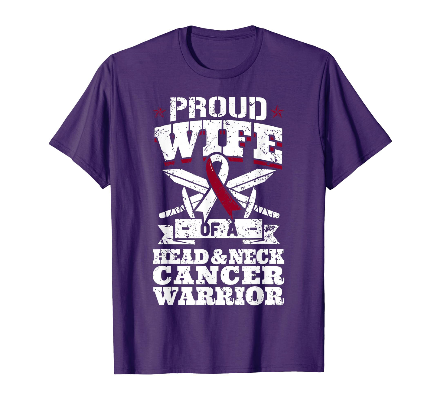Proud Wife Of A Head & Neck Cancer Warrior Awareness Ribbon T-Shirt
