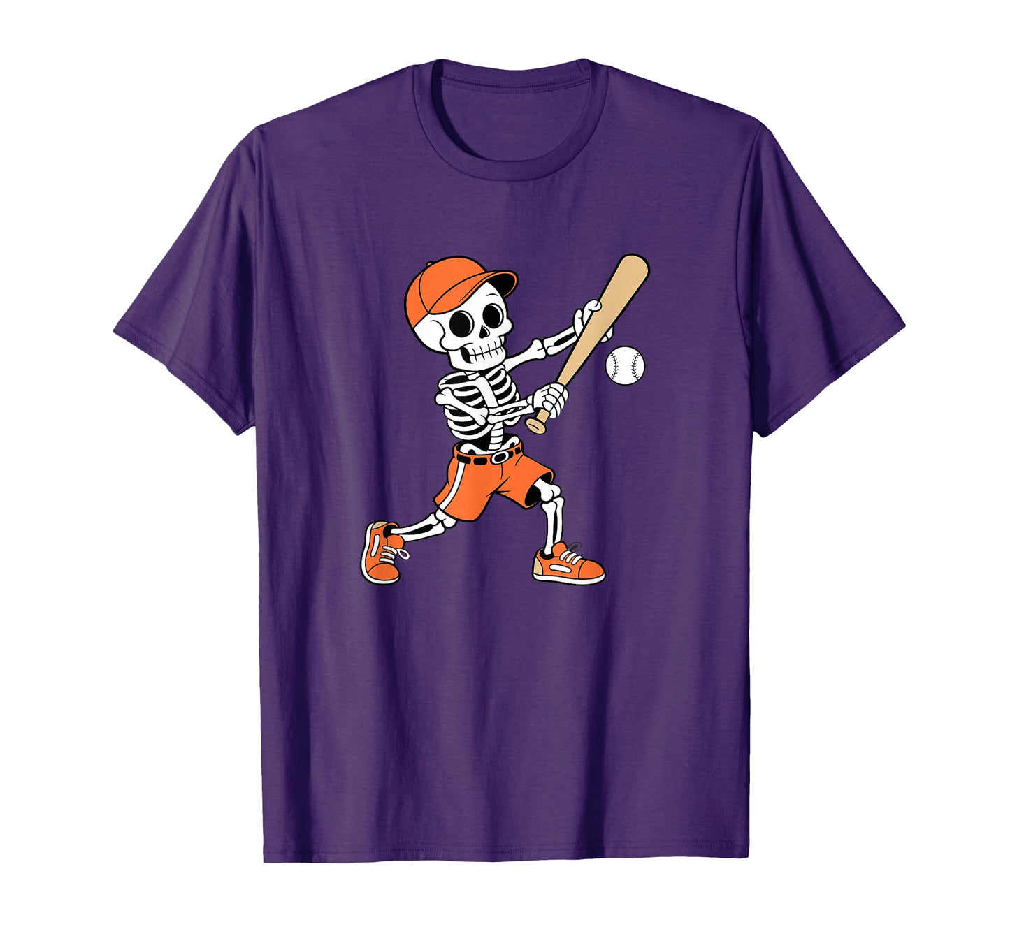 Funny Spooky Skeleton Batting Baseball Halloween T-Shirt