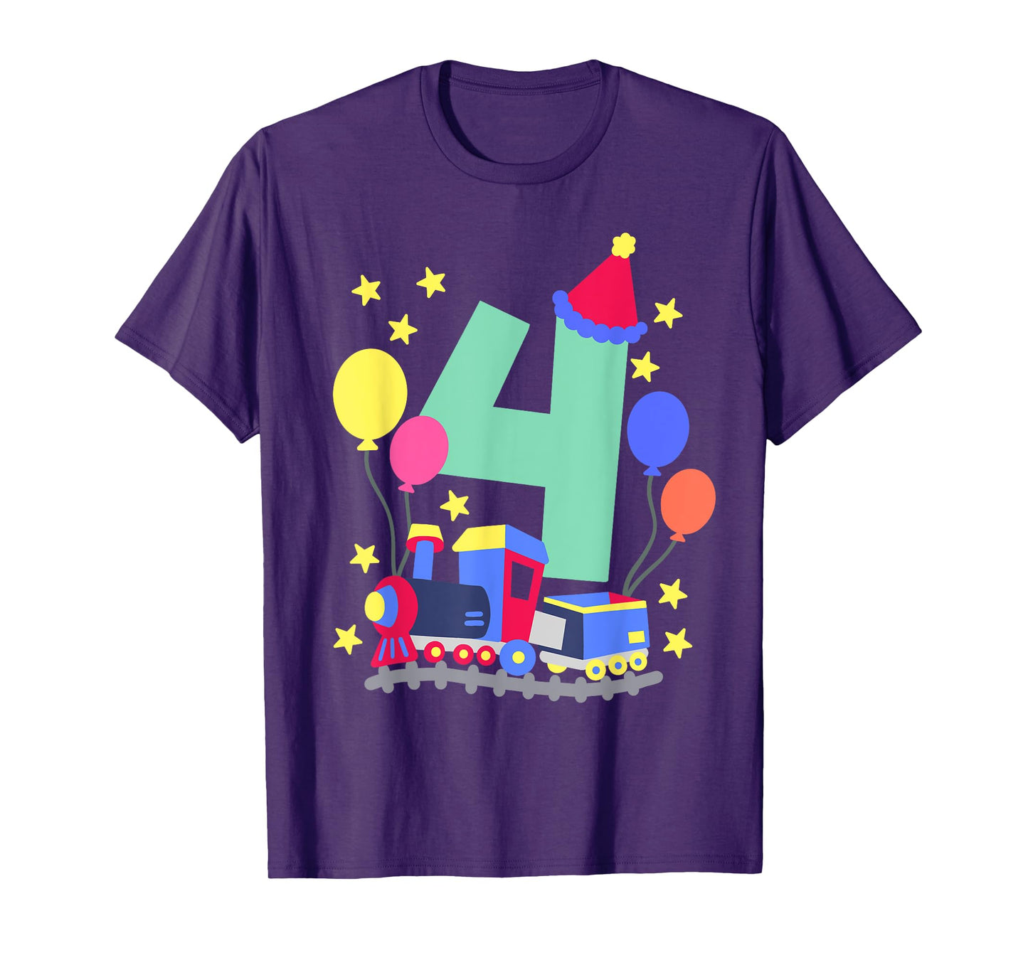 4th Birthday Train Lovers I'm 4 Boys Kids Four Years Old T-Shirt
