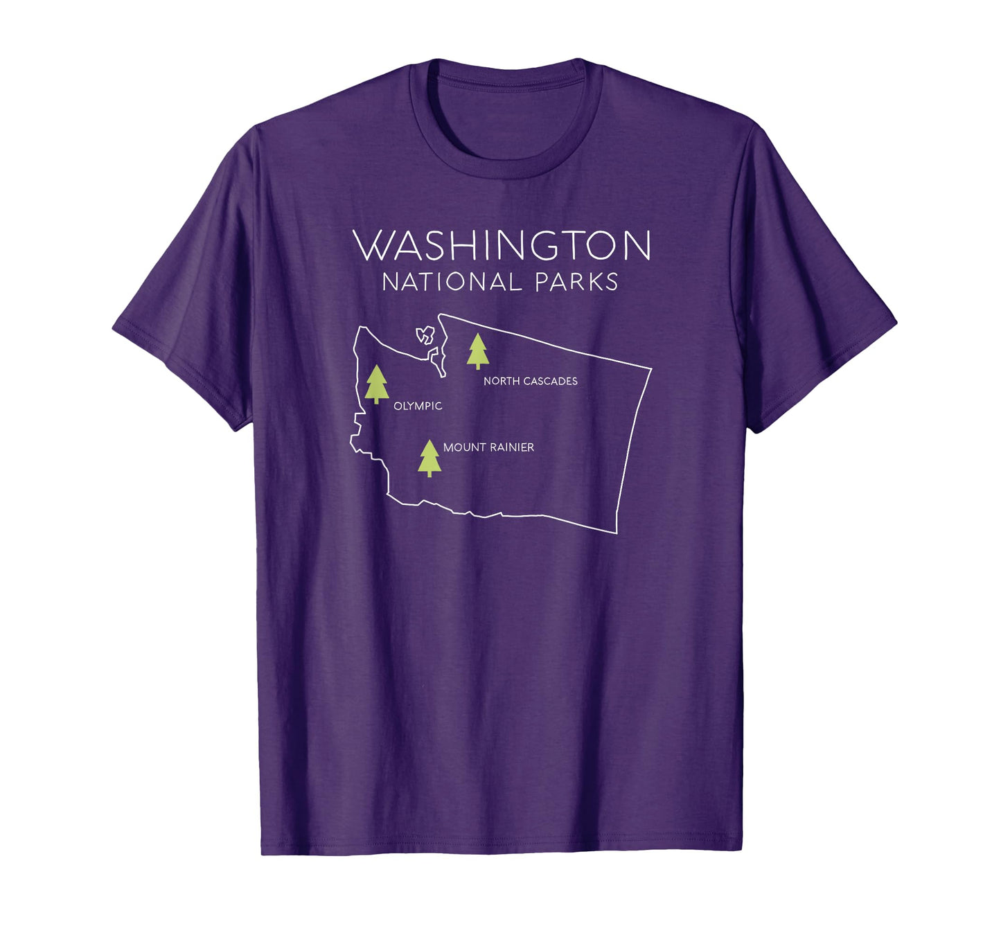 Washington National Park Map Mount Rainer North Cascades T-Shirt