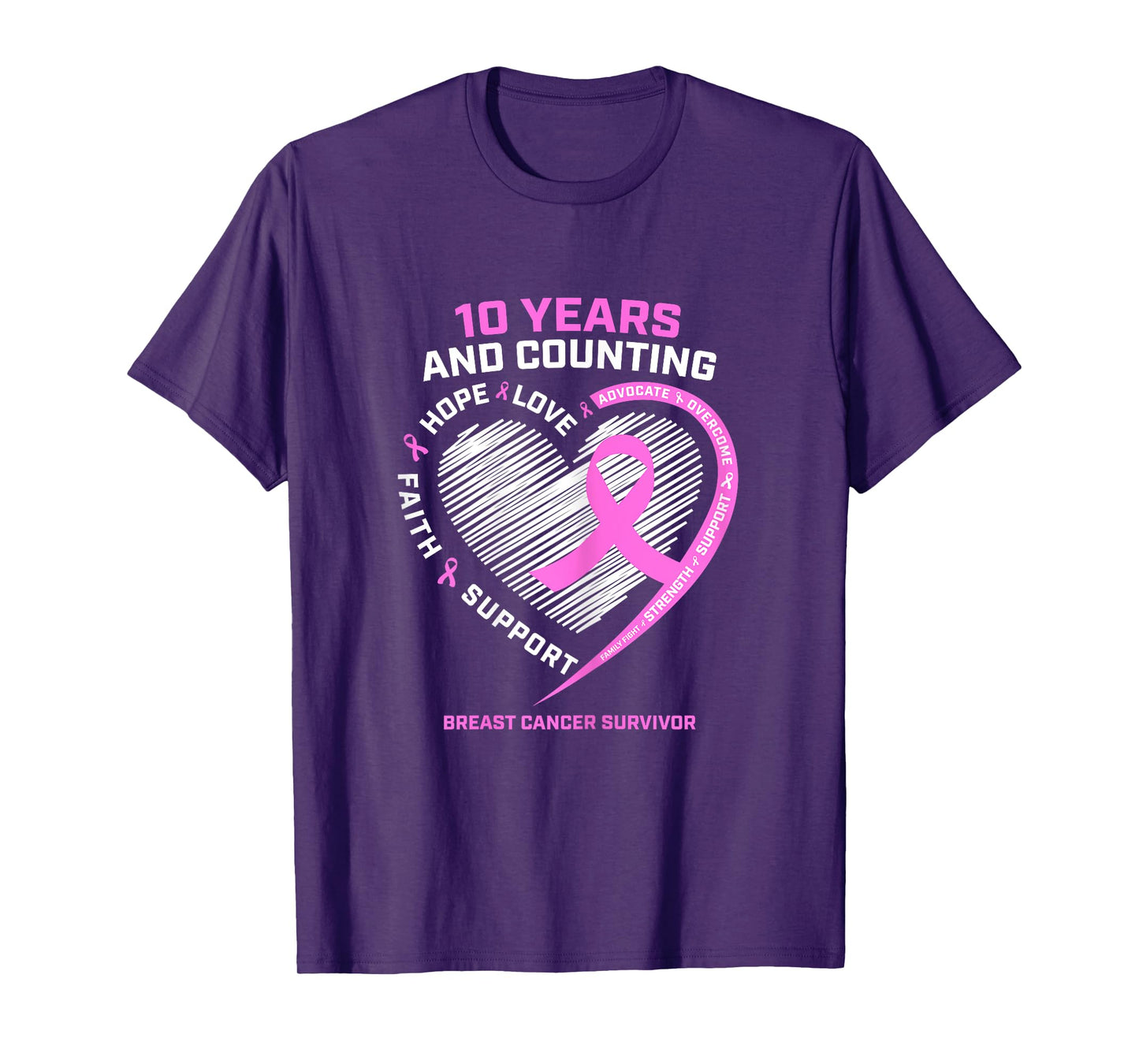 10 Year Breast Cancer Survivor Gifts For Women Cancer Free T-Shirt