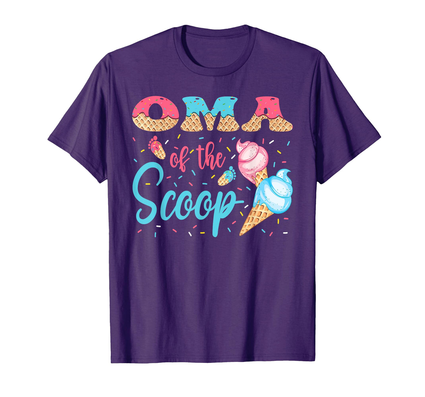 Oma Of The Scoop Ice Cream Gender Reveal Baby Shower T-Shirt