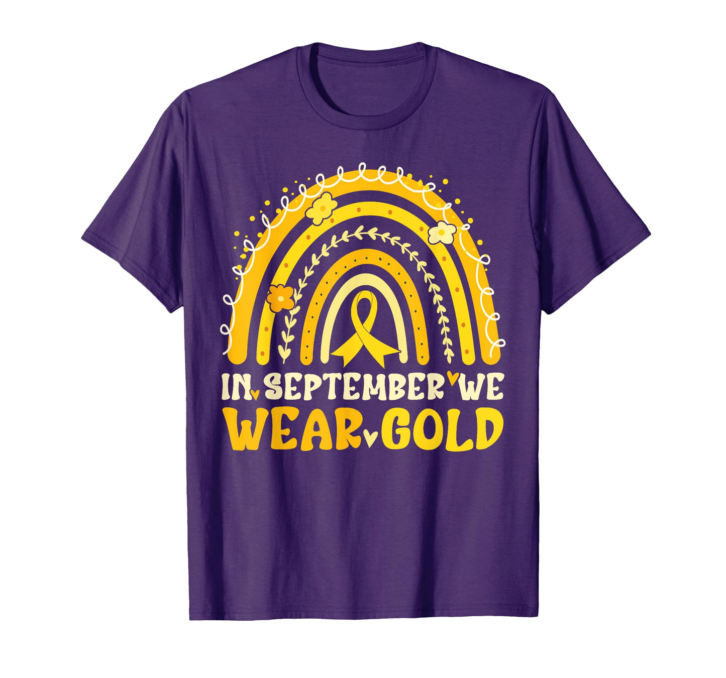 In September We Wear Gold Childhood Cancer Awareness Rainbow T-Shirt