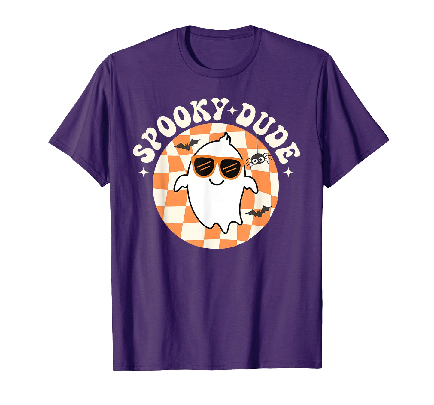 Groovy Spooky Dude Retro Checkered Ghost Halloween Toddler T-Shirt