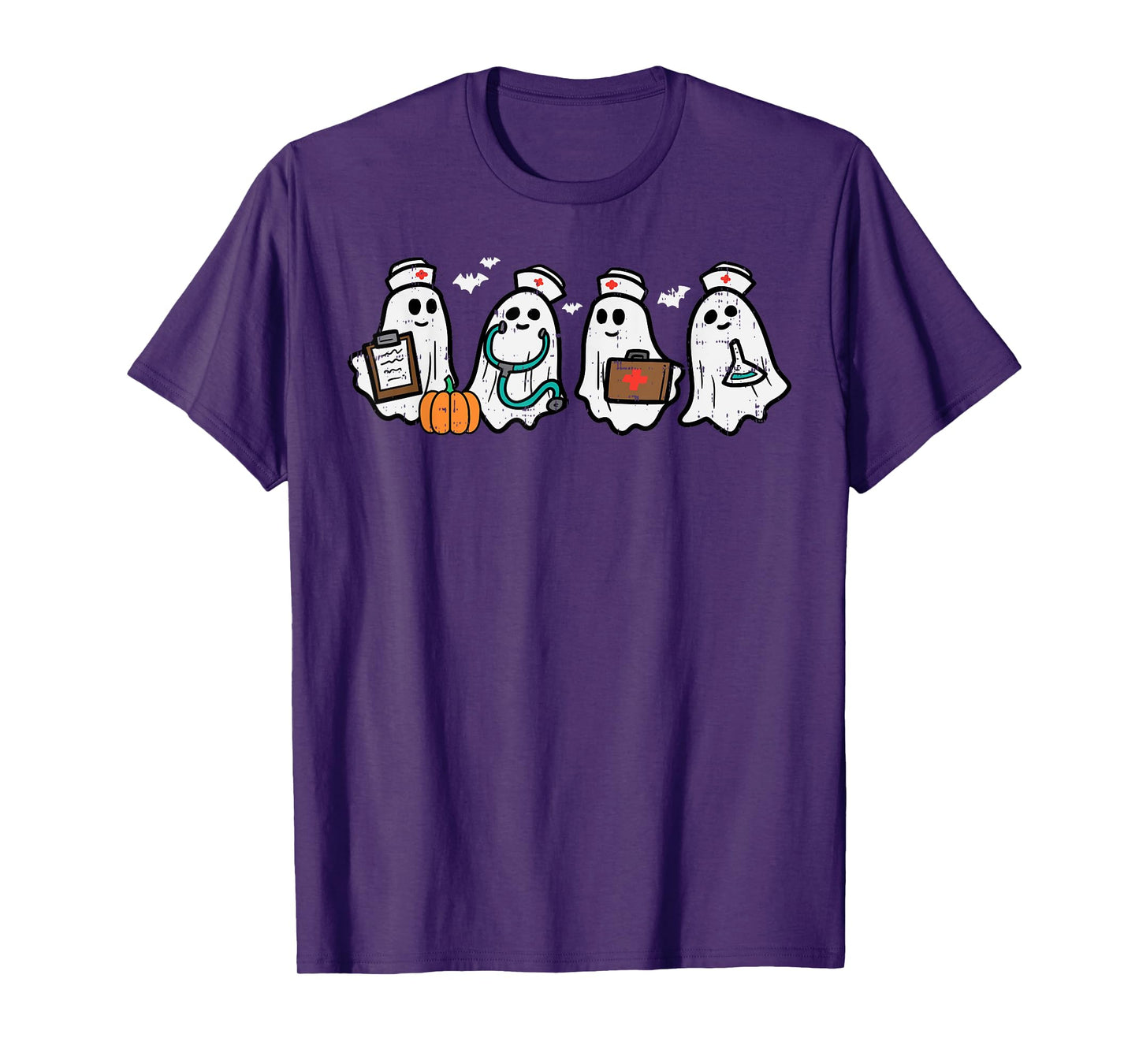 Ghost Nurses Halloween Crew Funny Costume Scrub Top Women T-Shirt